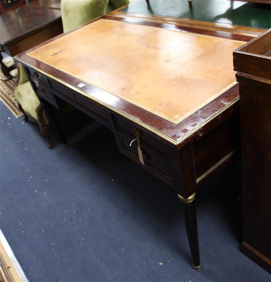 A Louis XV style mahogany bureau plat fitted slides (a.f.), W.150cm